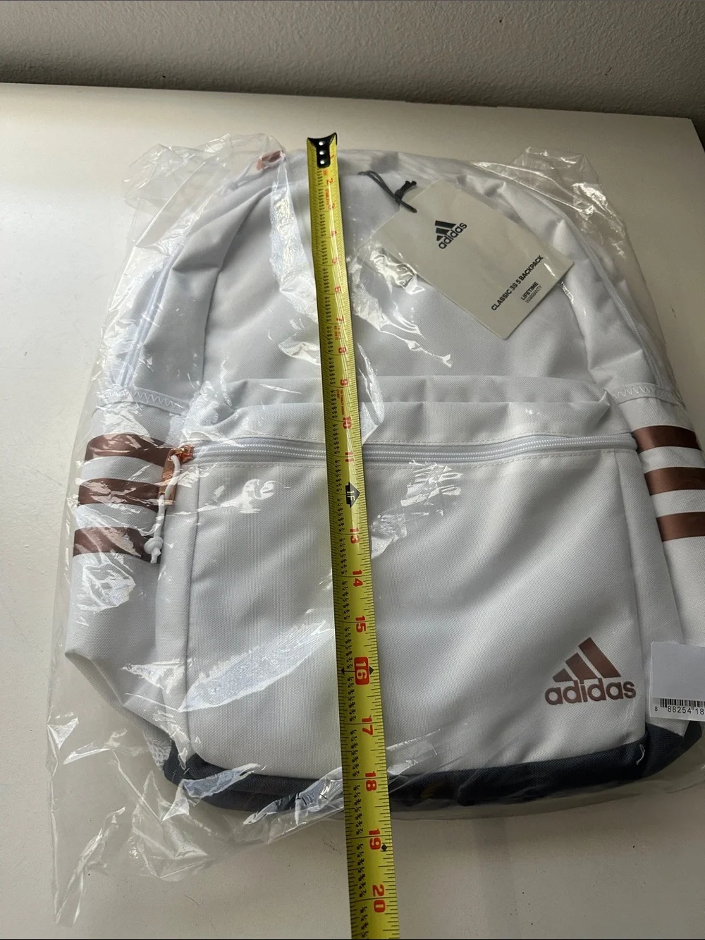 Adidas White Backpack with Rose Gold Accents